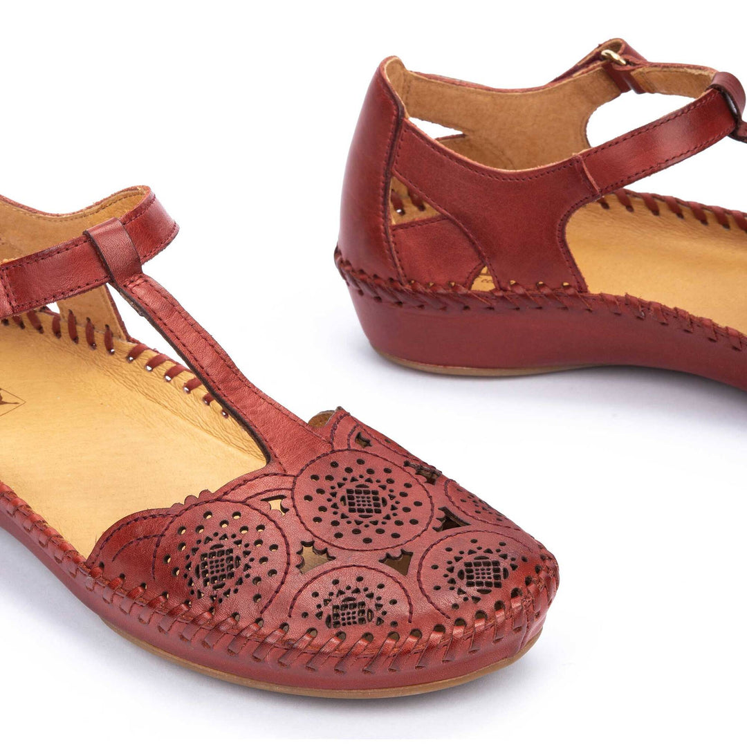 Women's Pikolinos P. Vallarta Punched Leather Sandals Color: Sandia  6
