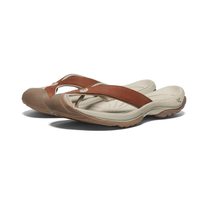 Women's Keen Waimea Leather Flip Flop Color: Sorrel Horse/Plaza Taupe 1