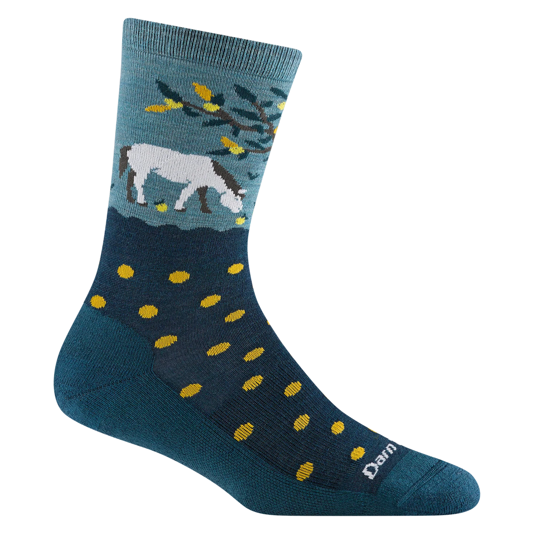 Women's Darn Tough Wild Life Crew Lightweight Lifestyle Sock Color: Dark Teal
