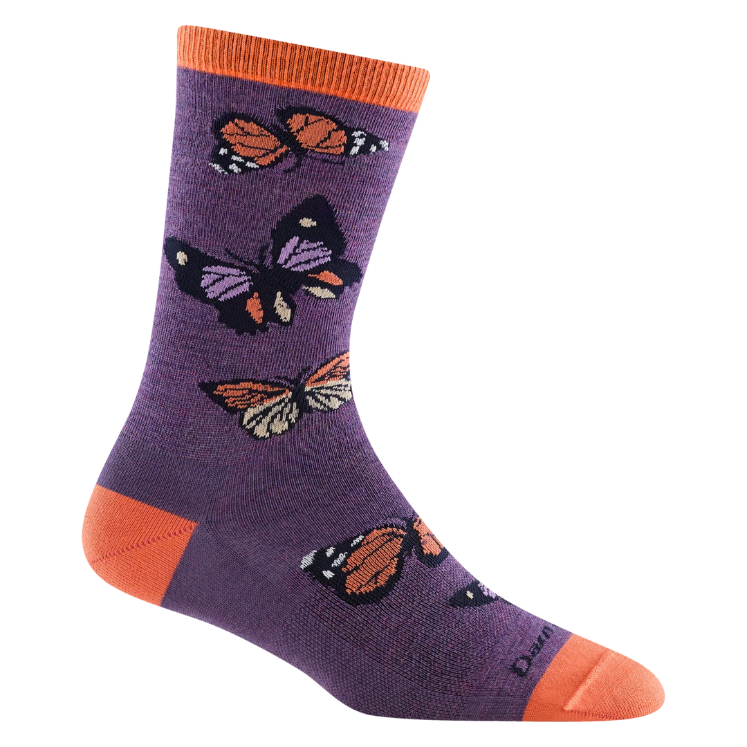 Women's Darn Tough Flutter Crew Lightweight Lifestyle Sock Color: Plum 