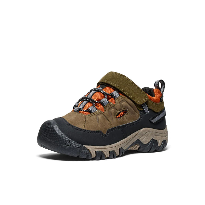 Little Kid's Keen Targhee IV Waterproof Hiking Shoe Color: Dark Olive/Gold Flame 6