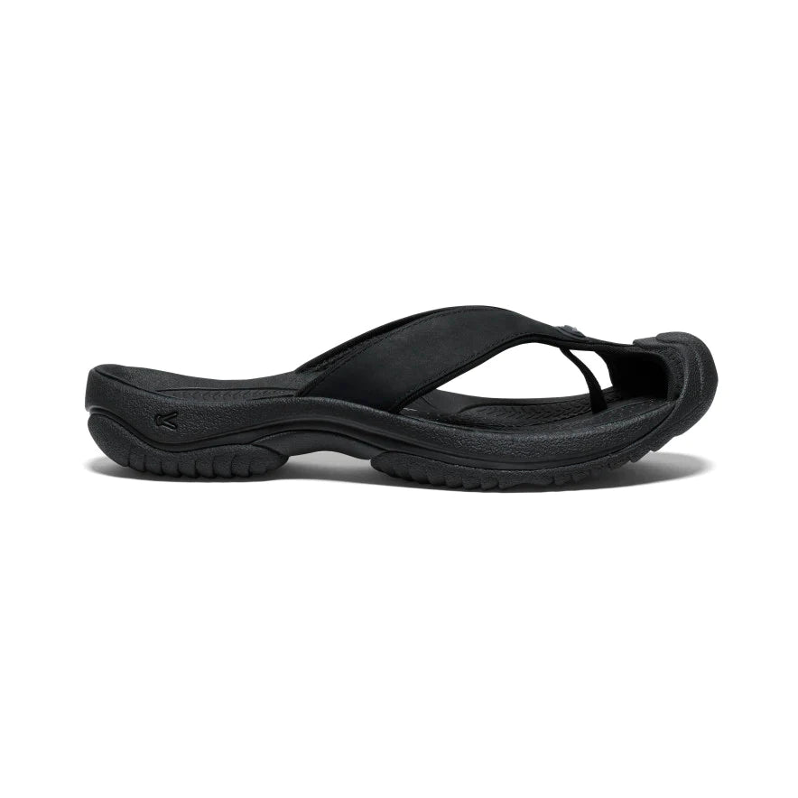 Men's Keen Waimea Leather Flip Flop Color: Black / Black  2