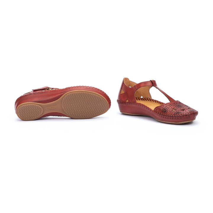 Women's Pikolinos P. Vallarta Punched Leather Sandals Color: Sandia  3