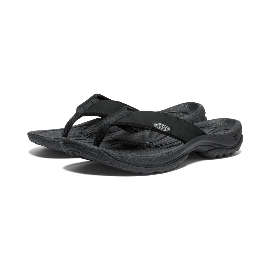 Women's Keen Kona Leather Flip Flop Color: Black/Vapor 1