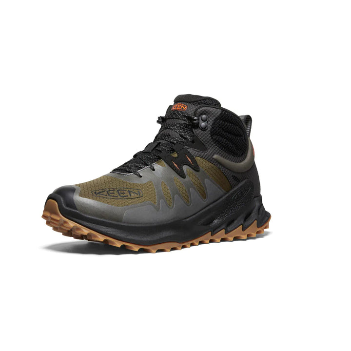 Men's Keen Zionic Waterproof Hiking Boot Color: Dark Olive / Scarlet Ibis 