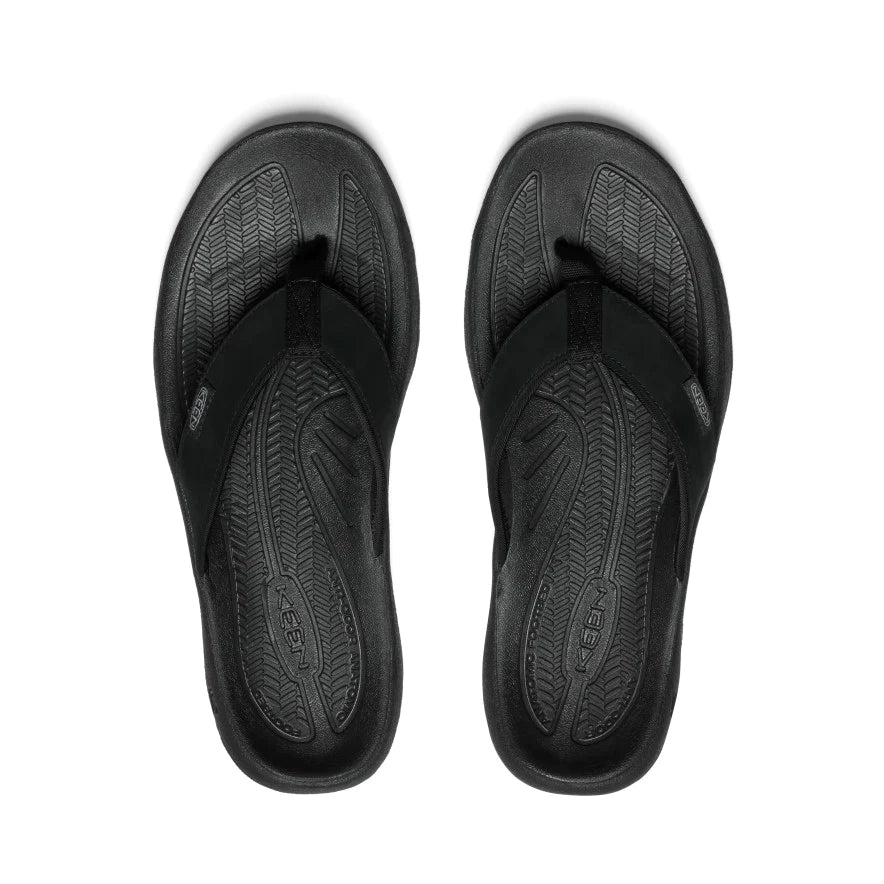 Men's Keen Kona Leather Flip Flop Color: Black/ Steel Grey  5