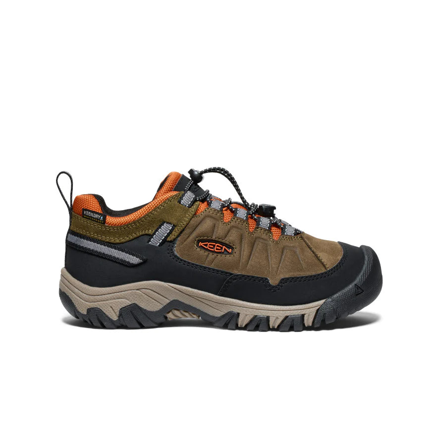 Big Kid s Keen Targhee IV Waterproof Hiking Shoe Color Dark Olive Gold Flame