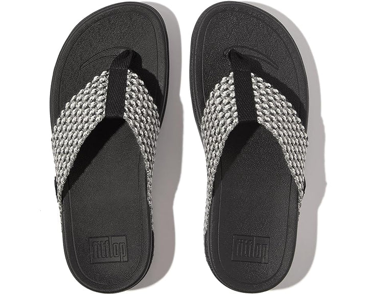 Women's Fitflop Surfa Multi-Tone Webbing Toe Post Sandals Color: Black  5