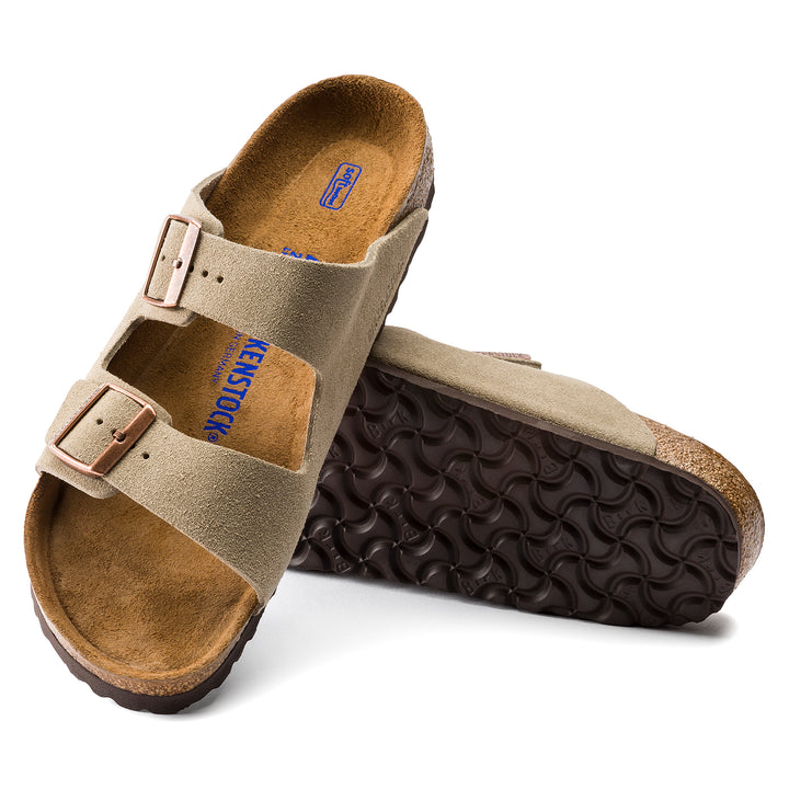 Birkenstock Arizona Soft Footbed Suede Leather Color: Taupe (MEDIUM/NARROW WIDTH)