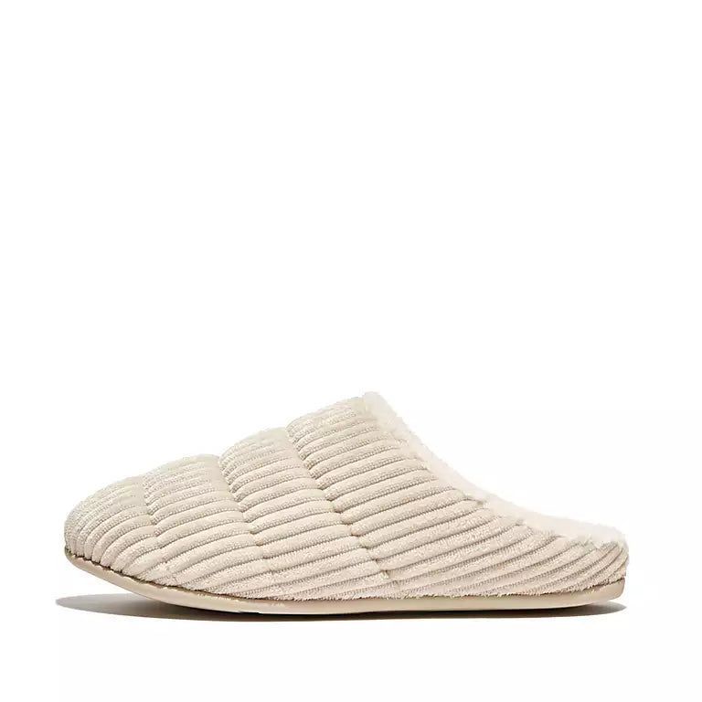 Women's Fitflop Chrissie Biofleece-Lined Corduroy Slippers Color: Ivory 1