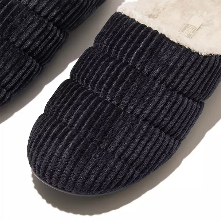 Women's Fitflop Chrissie Biofleece-Lined Corduroy Slippers Color: Midnight Navy 4