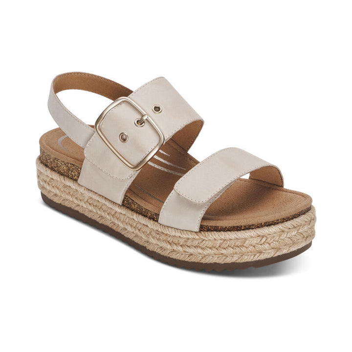 Women's Aetrex Vania Arch Support Platform Sandal Color: Cream 1