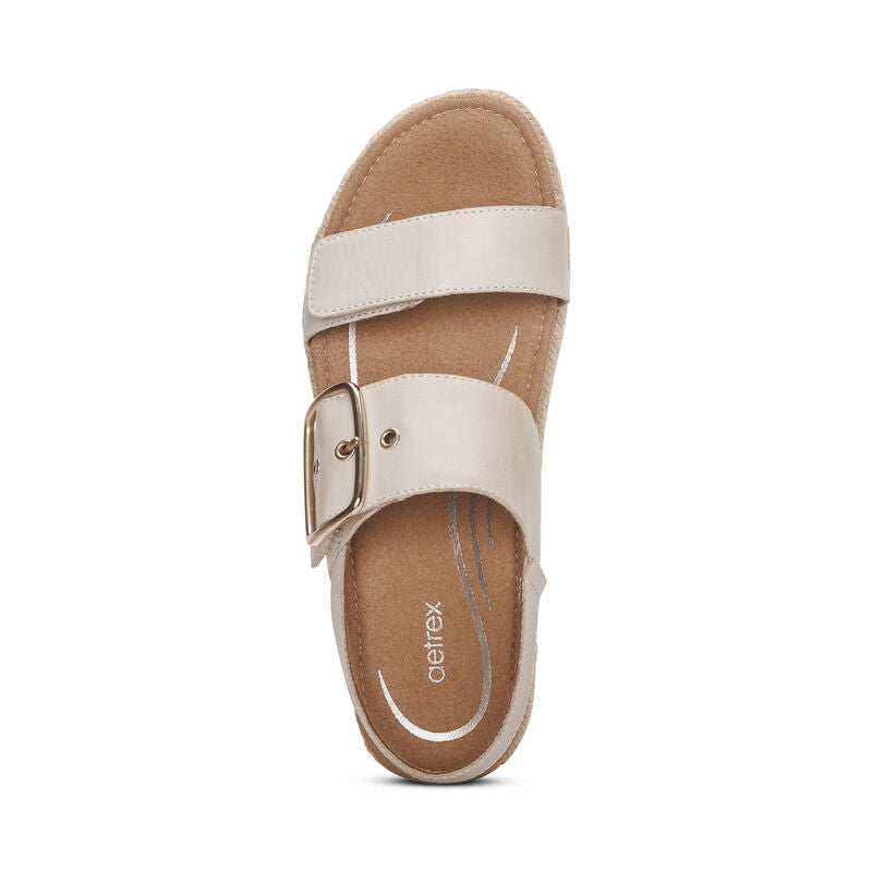 Women's Aetrex Vania Arch Support Platform Sandal Color: Cream 4