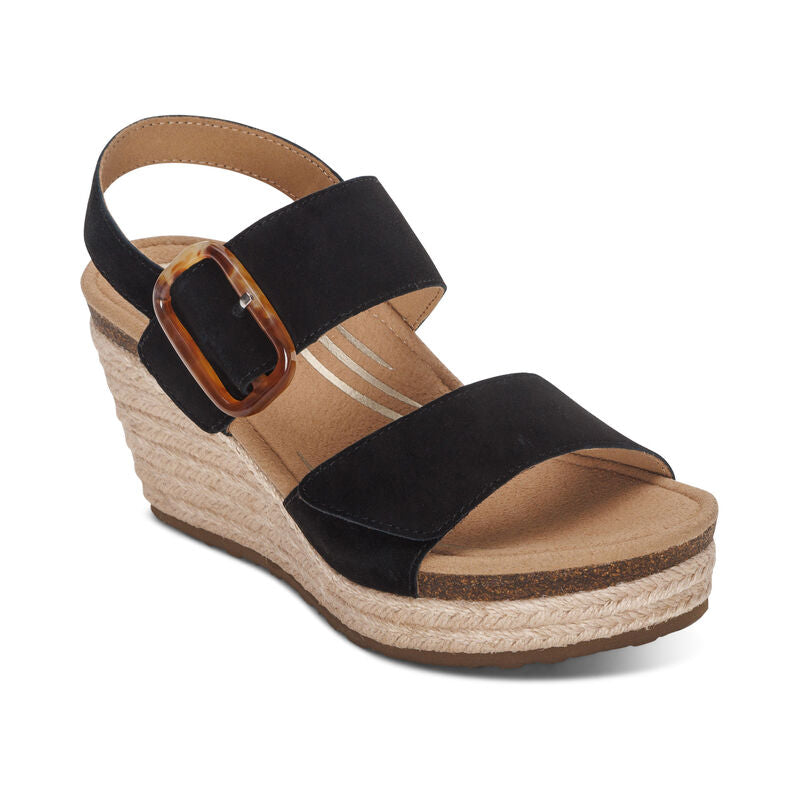 Women's Aetrex Ashley Arch Support Wedge Color: Black 1