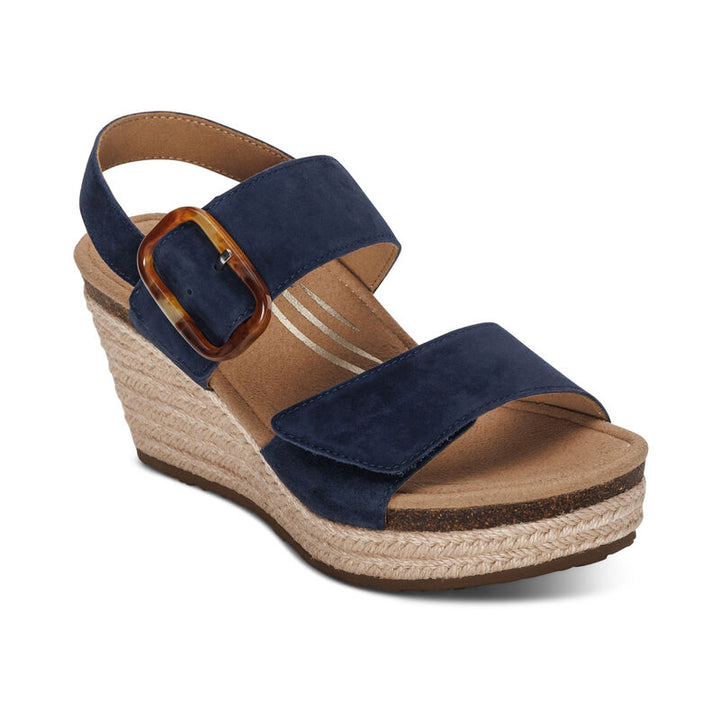 Women's Aetrex Ashley Arch Support Wedge Color: Navy 1