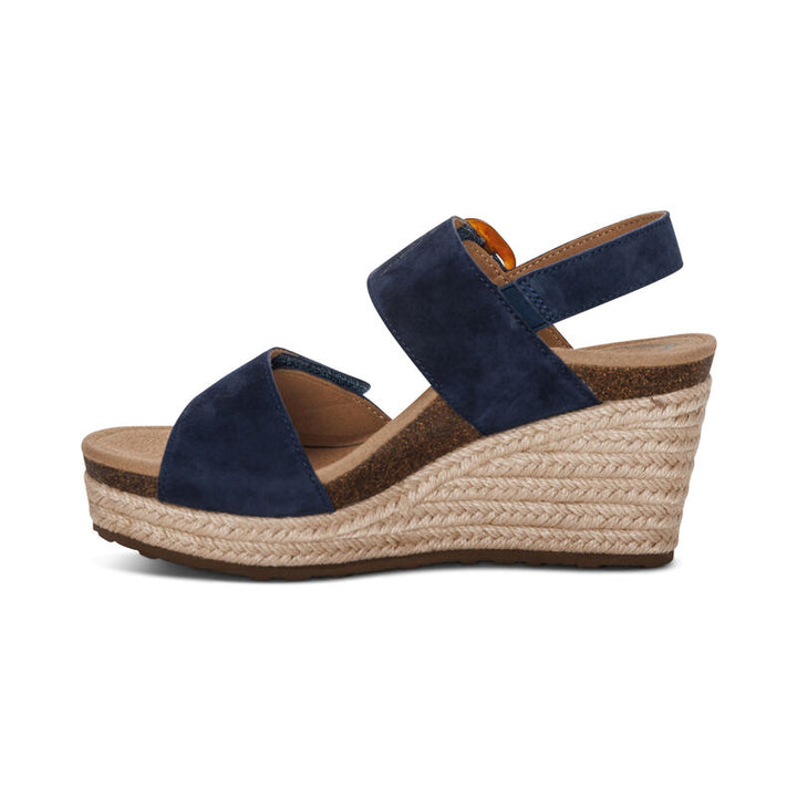 Women's Aetrex Ashley Arch Support Wedge Color: Navy 6