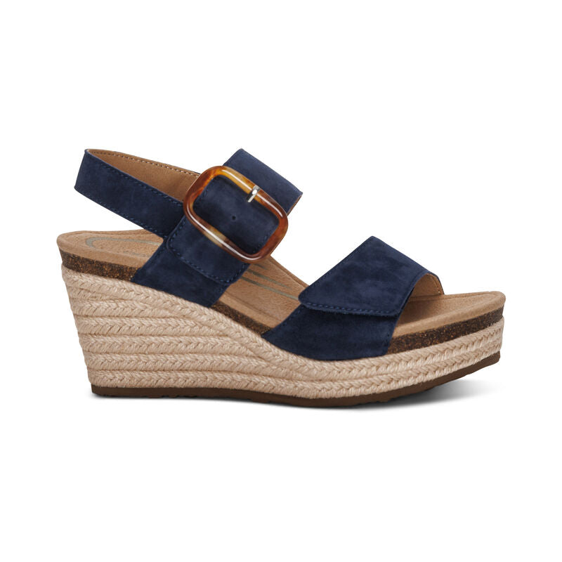 Women's Aetrex Ashley Arch Support Wedge Color: Navy 2