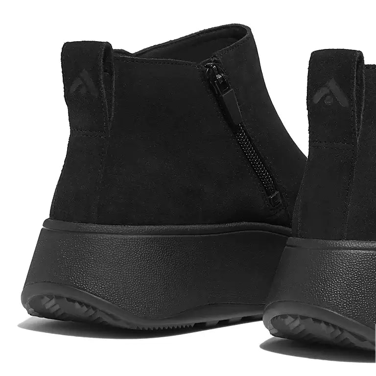 Women's Fitflop F-Mode Suede Flatform Zip Ankle Boots Color: All Black 4