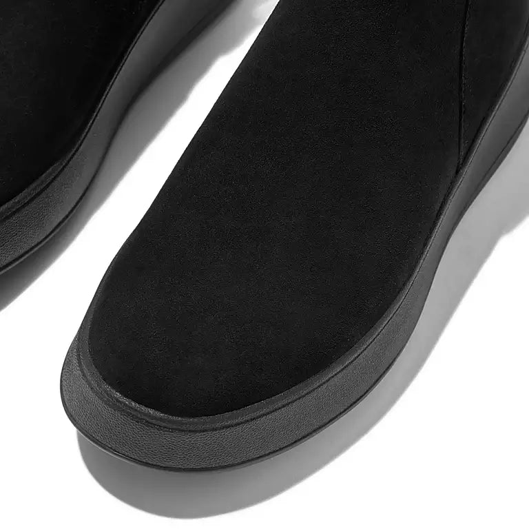 Women's Fitflop F-Mode Suede Flatform Zip Ankle Boots Color: All Black 2