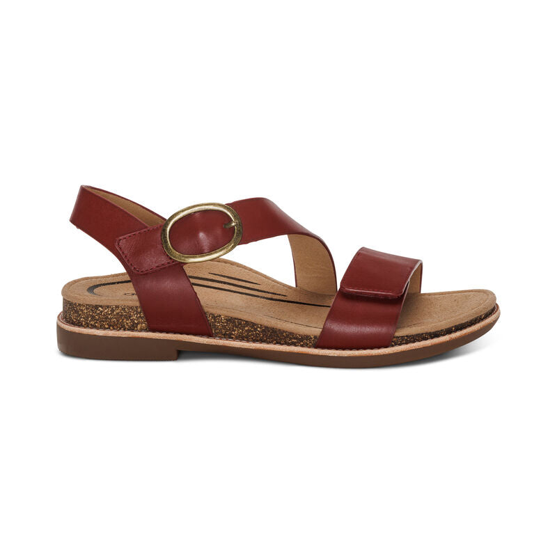 Women's Aetrex Tamara Asymmetrical Quarter Strap Sandal Color: Red 2