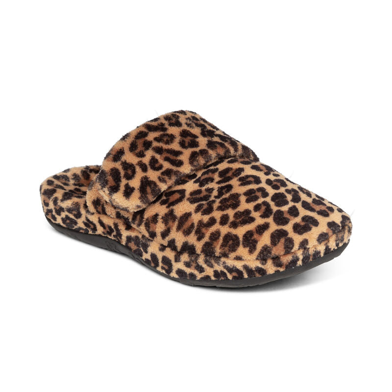 Women's Aetrex Mandy Closed Toe Slipper Color: Leopard 1