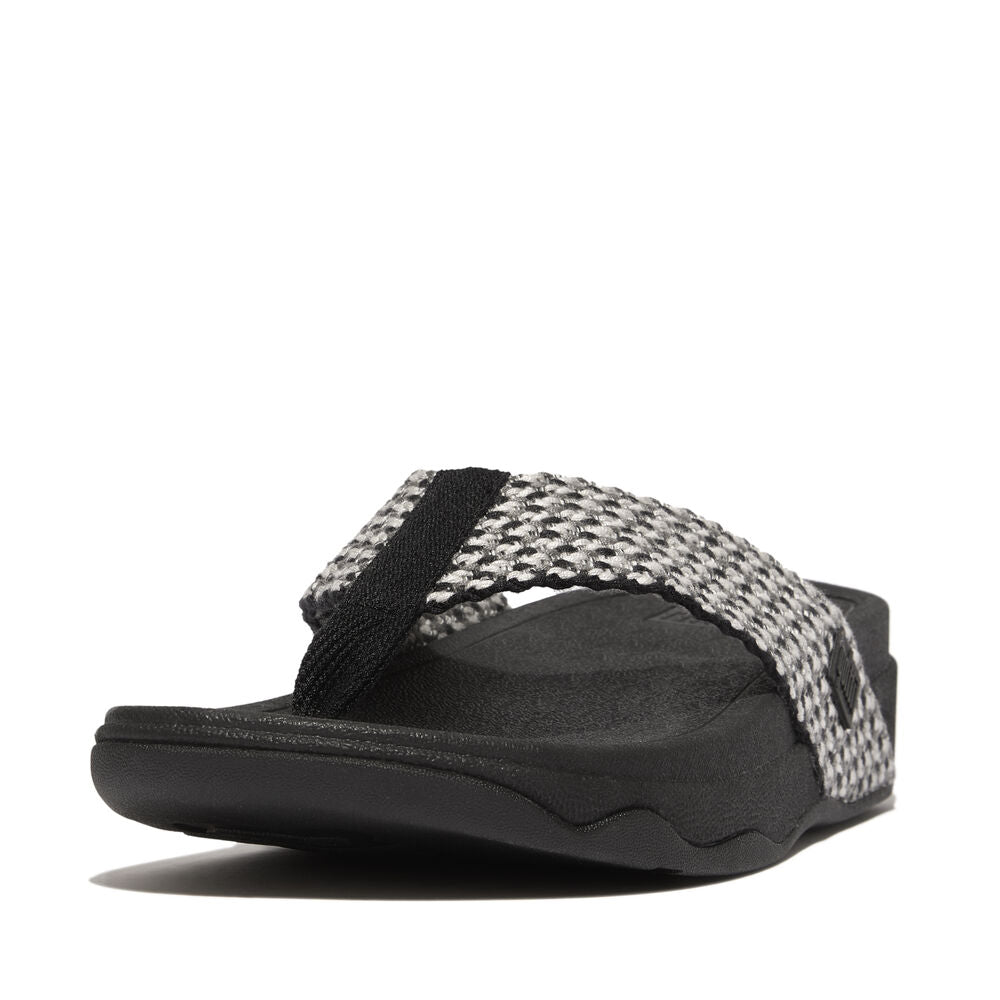 Women's Fitflop Surfa Multi-Tone Webbing Toe Post Sandals Color: Black  2
