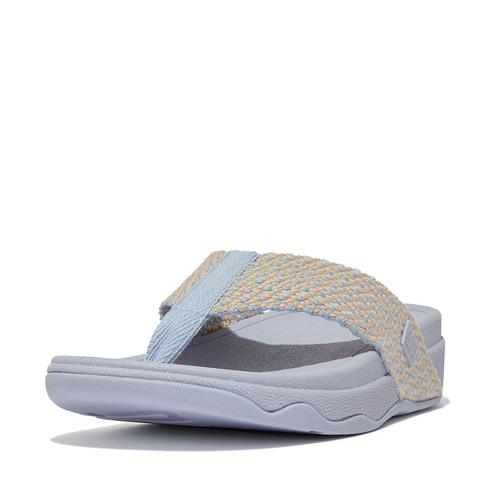 Women's Fitflop Surfa Multi-Tone Webbing Toe Post Sandals Color: Skywash Blue  2