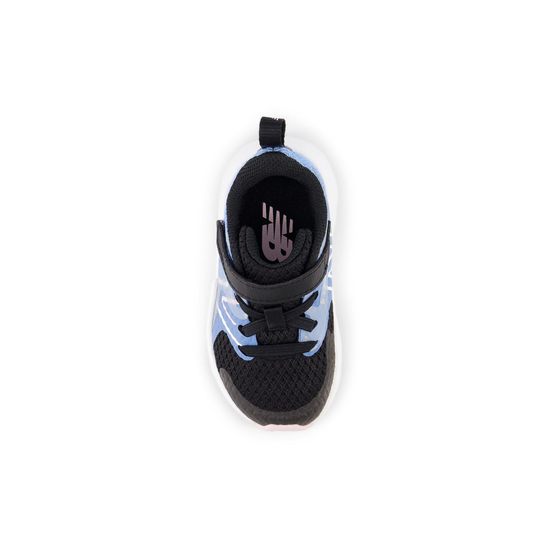 Toddler's New Balance Rave Run v2 Bungee Lace with Top Strap Color: Black with Blue Laguna 3