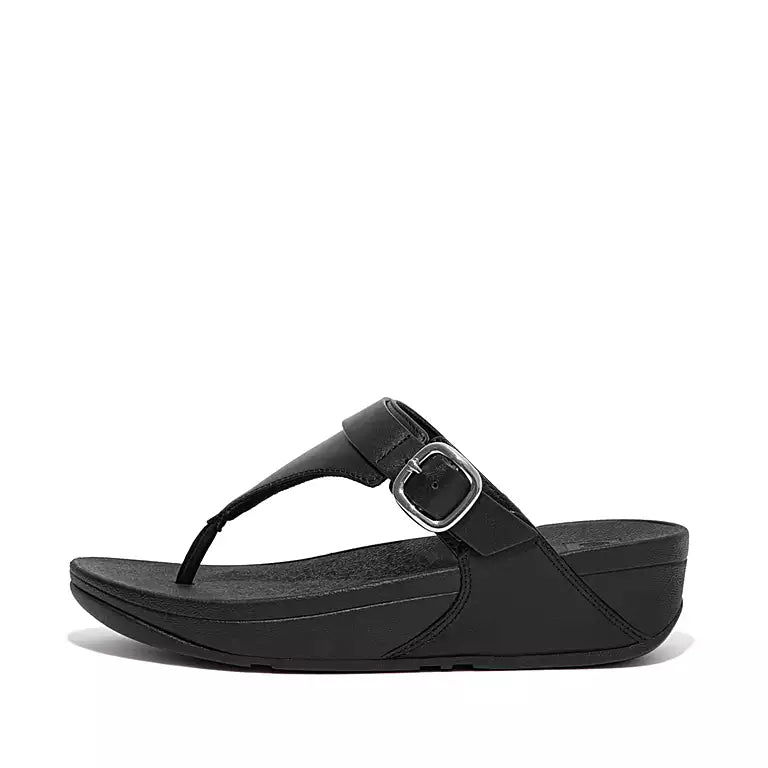 Women's Fitflop Lulu Adjustable Leather Toe-Post Color: All Black  1