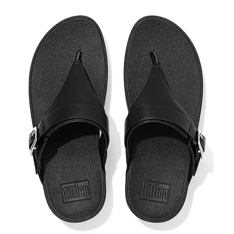 Women's Fitflop Lulu Adjustable Leather Toe-Post Color: All Black  2