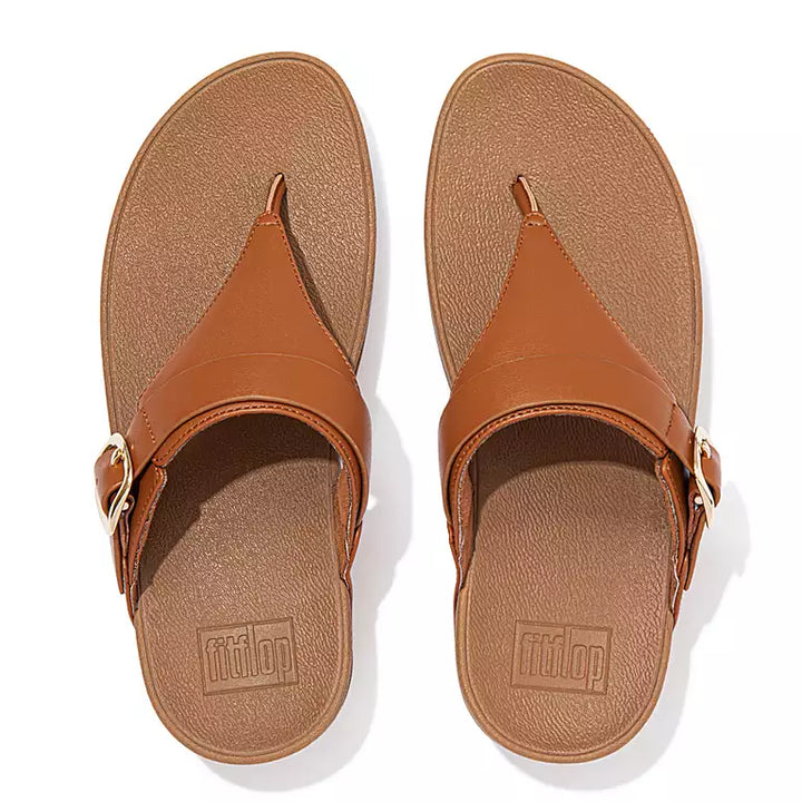 Women's Fitflop Lulu Adjustable Leather Toe-Post Color: Light Tan 2