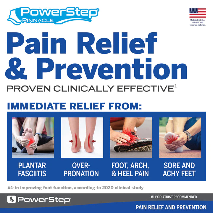 PowerStep Pinnacle Insoles Plantar Fasciitis & Heel Pain Relief Orthotic