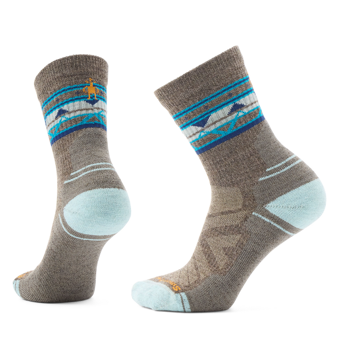 Women's Smartwool Hike Zig Zag Valley Mid Crew Socks Color: Military Olive-Fossil