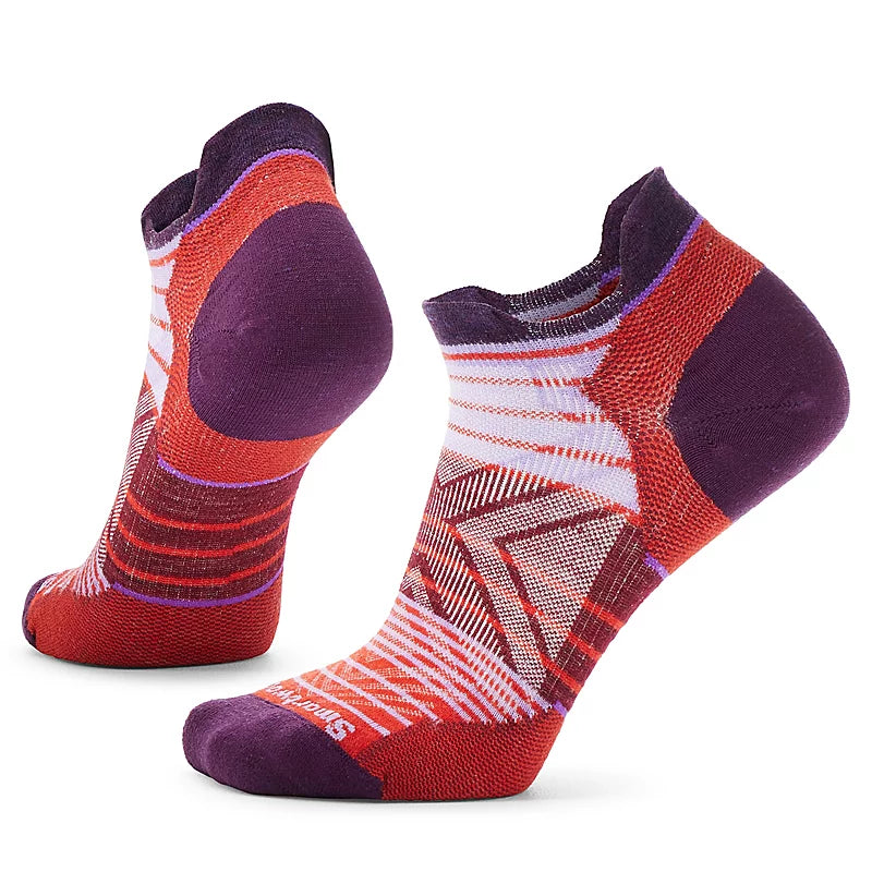 Women's Smartwool Run Zero Cushion Stripe Low Ankle Socks Color: Tandoori Orange 
