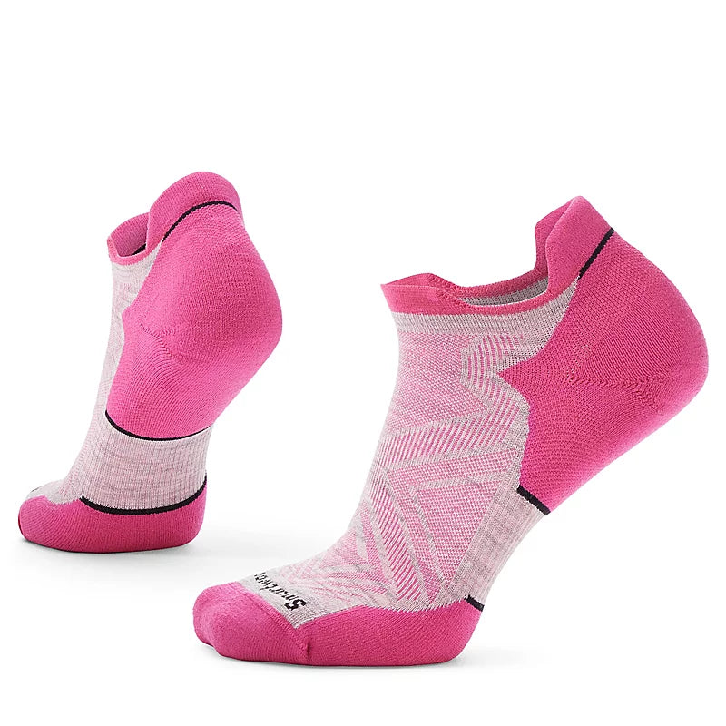 Women's Smartwool Run Low Ankle Socks Targeted Cushion Color: Ash-Power Pink 
