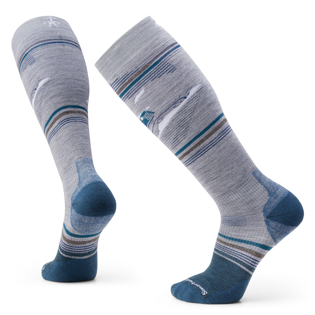 Smartwool Snowboard Piste Machine Over the Calf Socks Color: Light Gray 1