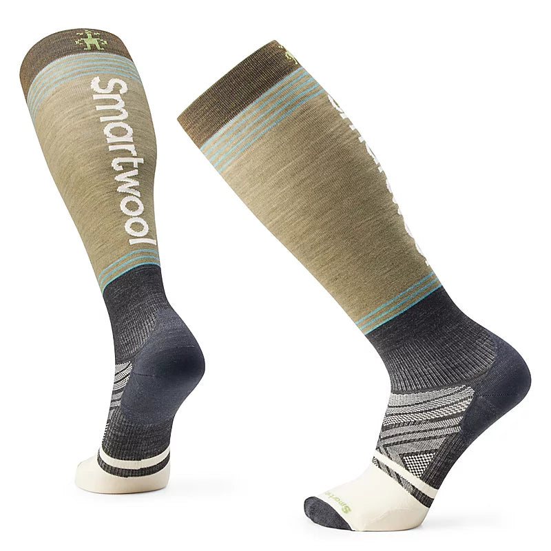 Smartwool Ski Zero Cushion Logo Over the Calf Socks Color: Winter Moss