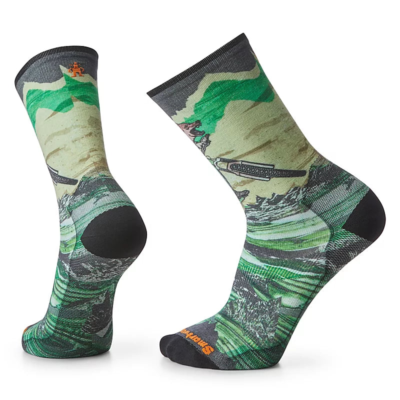 Smartwool Bike Zero Cushion Wolf Print Crew Socks Color: Natural 