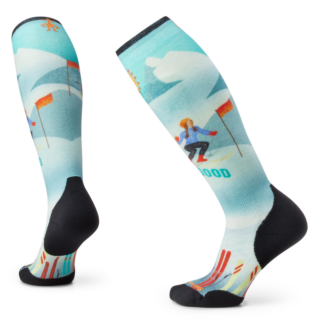 Women's Smartwool Ski Snow Bunny Print Over the Calf Socks Color: Capri 2