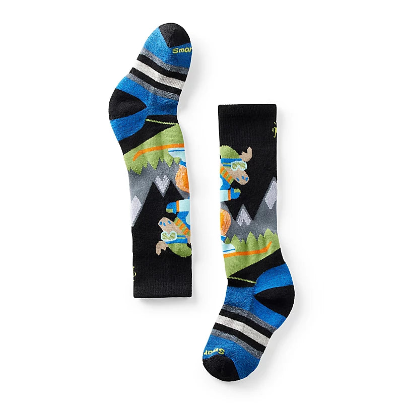 Smartwool Kid's Wintersport Full Cushion Mountain Moose Pattern Over the Calf Socks Color: Black 