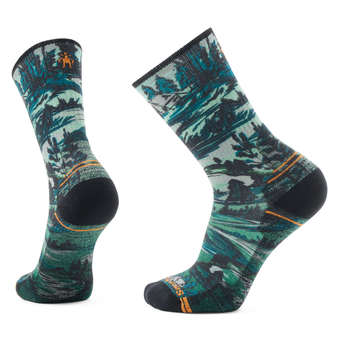 Smartwool Hike Campground Print Crew Socks Color: Winter Moss