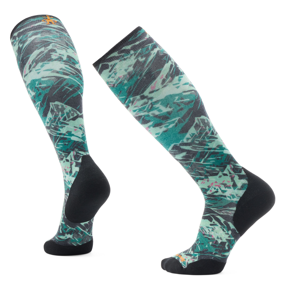 Smartwool Ski Green Slopes Print Over the Calf Socks Color: Black 
