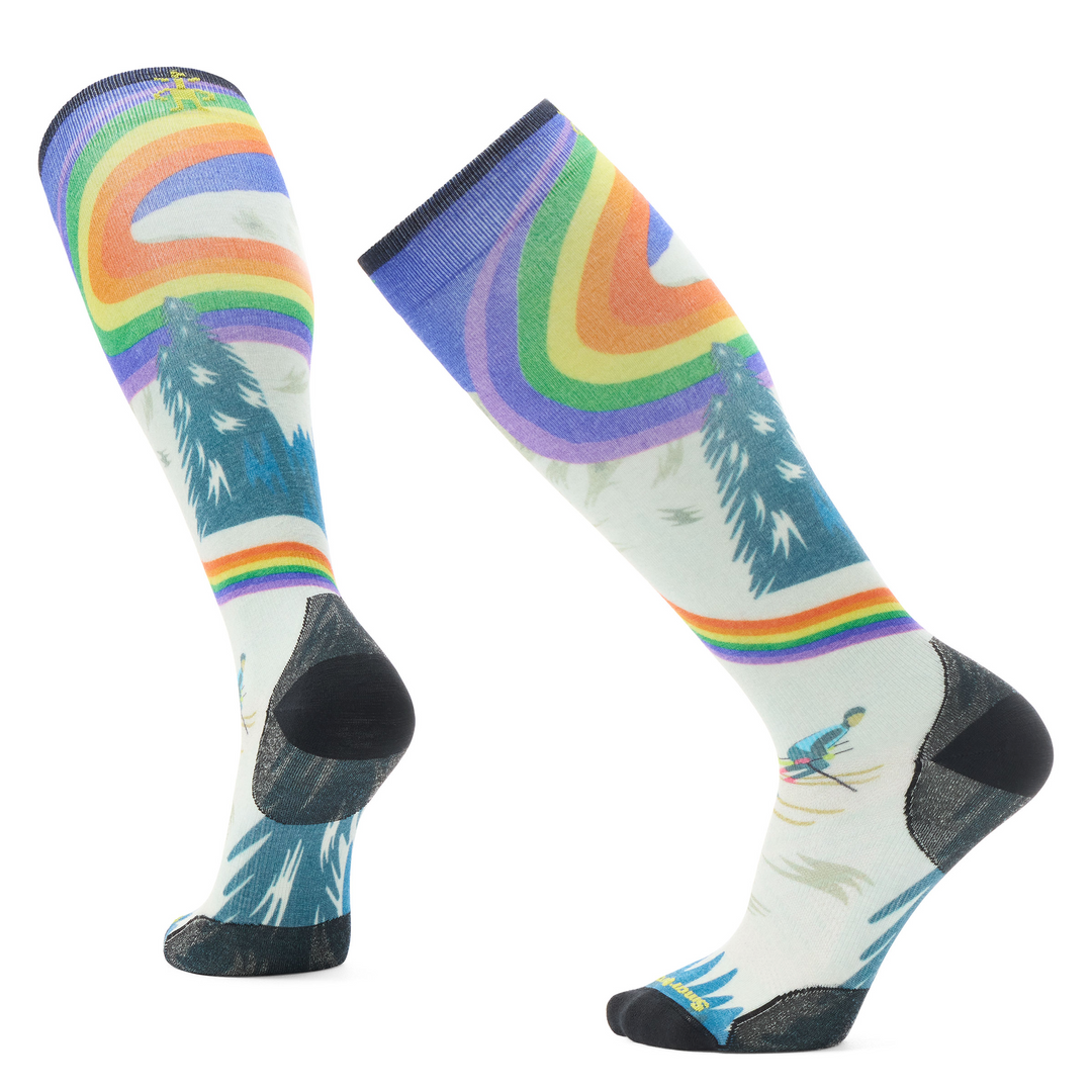 Smartwool Ski Rainbow Trails Print Over the Calf Socks Color: Laguna Blue 