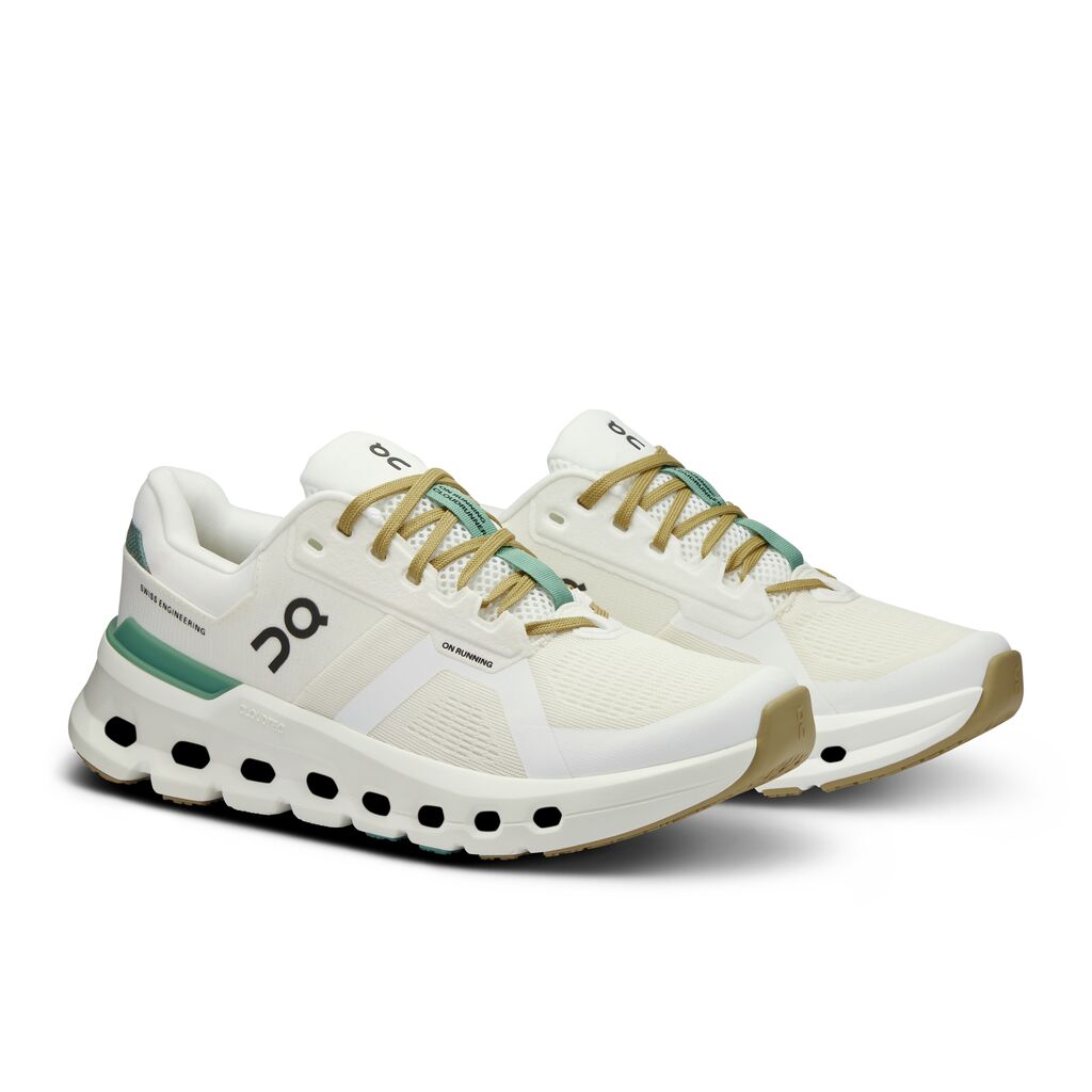 Women's On Cloudrunner 2 Color: Undyed White | Green  1