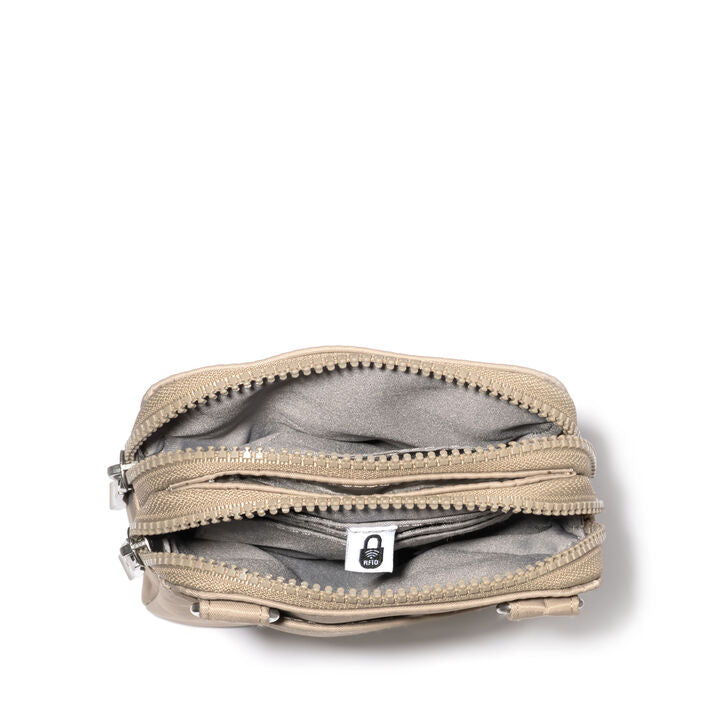 Baggallini Modern Take Two RFID Crossbody Color: Taupe Twill  4