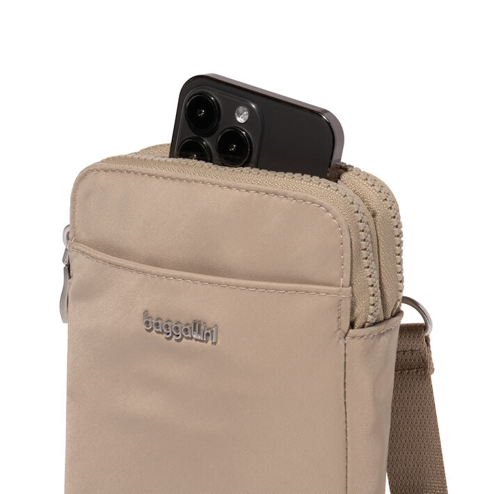 Baggallini Modern Take Two RFID Crossbody Color: Taupe Twill  3