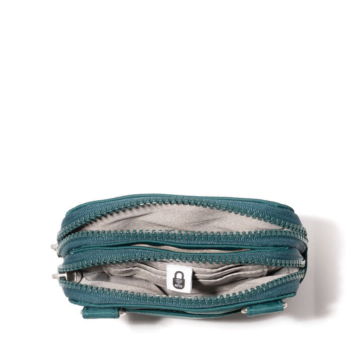 Baggallini Modern Take Two RFID Crossbody Color: Emerald Twill  4