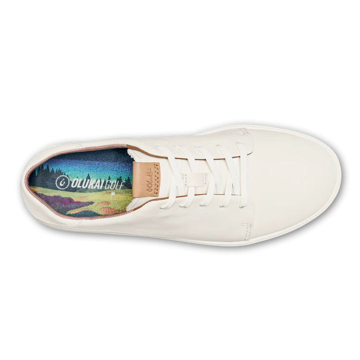 Women's Olukai Wailea Leather Golf Shoes Color: White  4