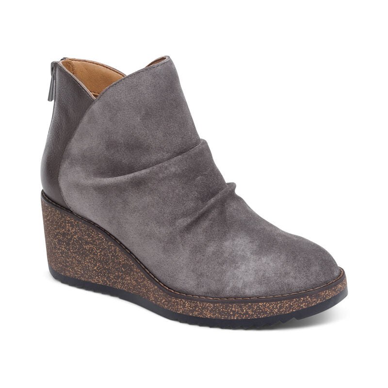 Women's Aetrex Ankle Wedge Boot Color: Charcoal