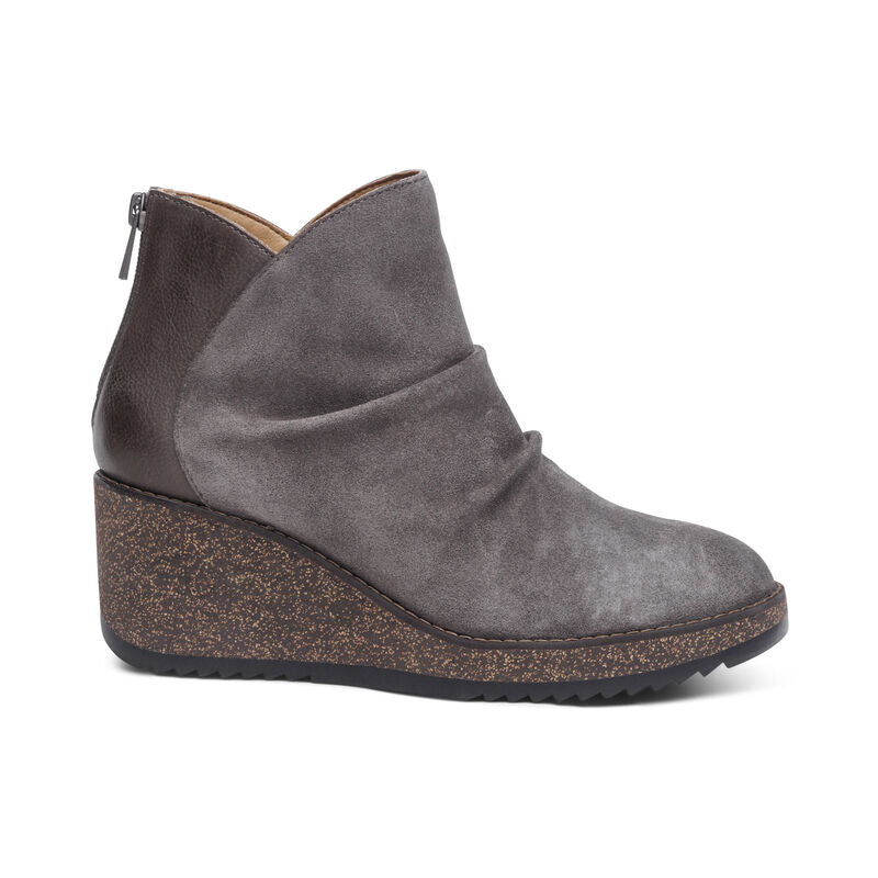 Women's Aetrex Ankle Wedge Boot Color: Charcoal